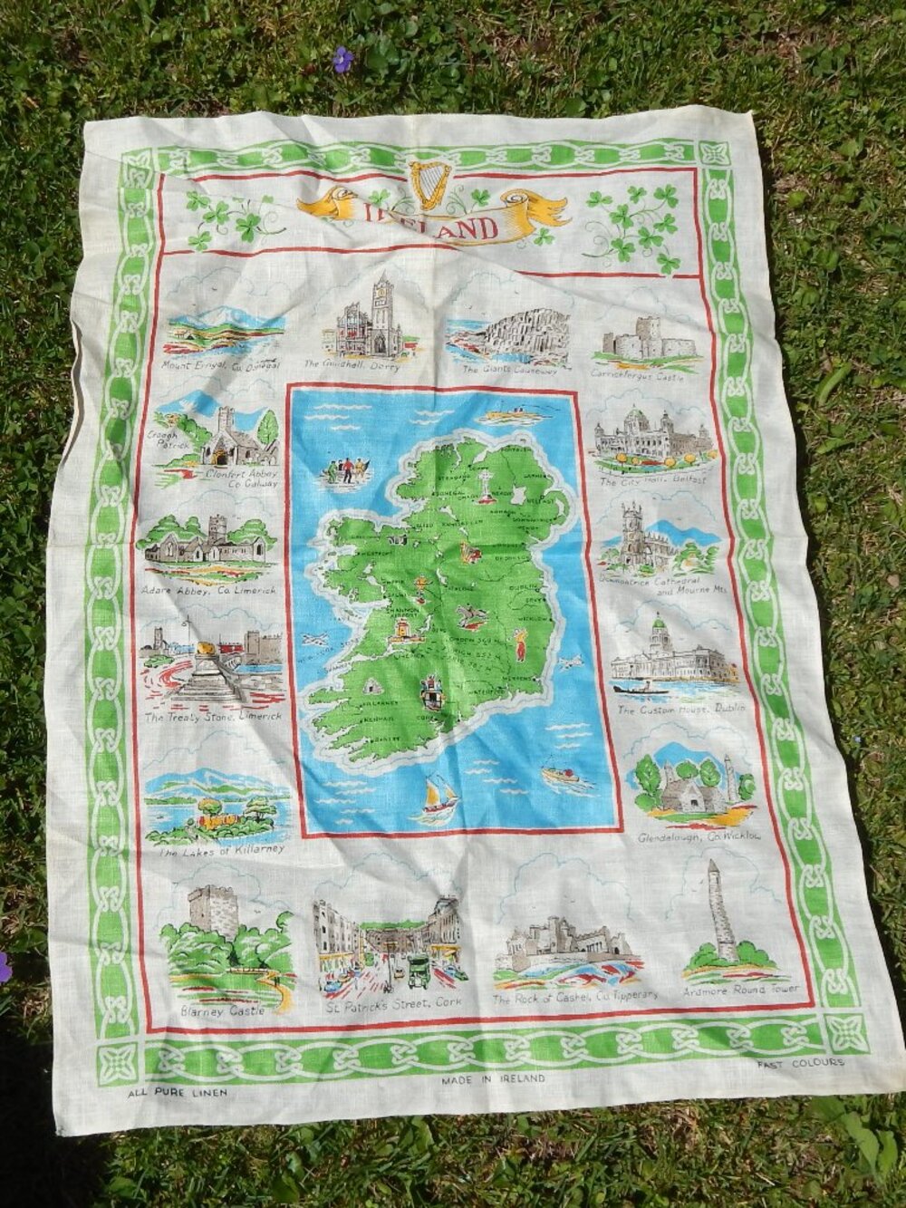 Vintage Ireland 30X22 Linen Dish Towel Collectible